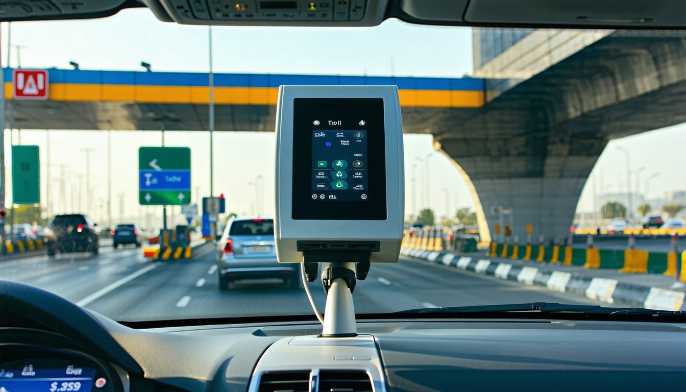 Automated toll payment device in a Dubai vehicle