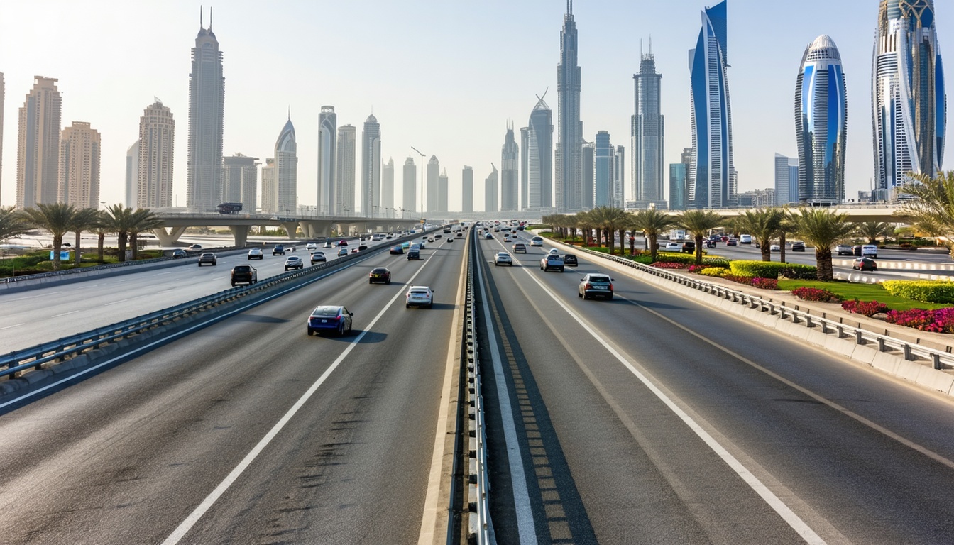 Scenic Dubai highway with smooth traffic flow